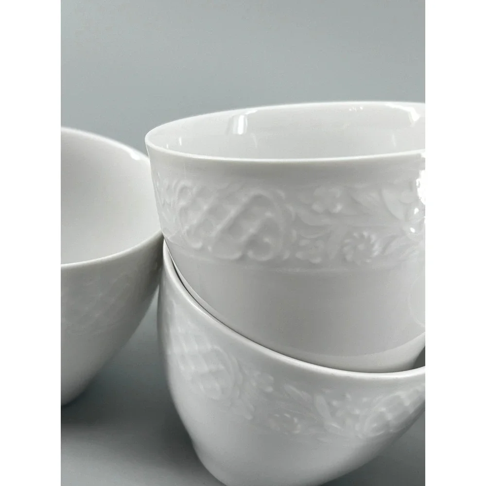 Oscar de la Renta Old Dresden Fine China 12 Tea Cups and 1 Creamer All White
